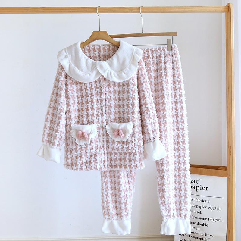 Новый осенне-зимний женский пижамный комплект из кораллового флиса, милый, свежий, повседневный, утепленный фланелевый домашний мех, комплект из двух предметов XL розовый
Новый осенне-зимний женский пижамный комплект из кораллового флиса, милый, свежий, повседневный, утепленный фланелевый домашний мех, комплект из двух предметов XL розовый