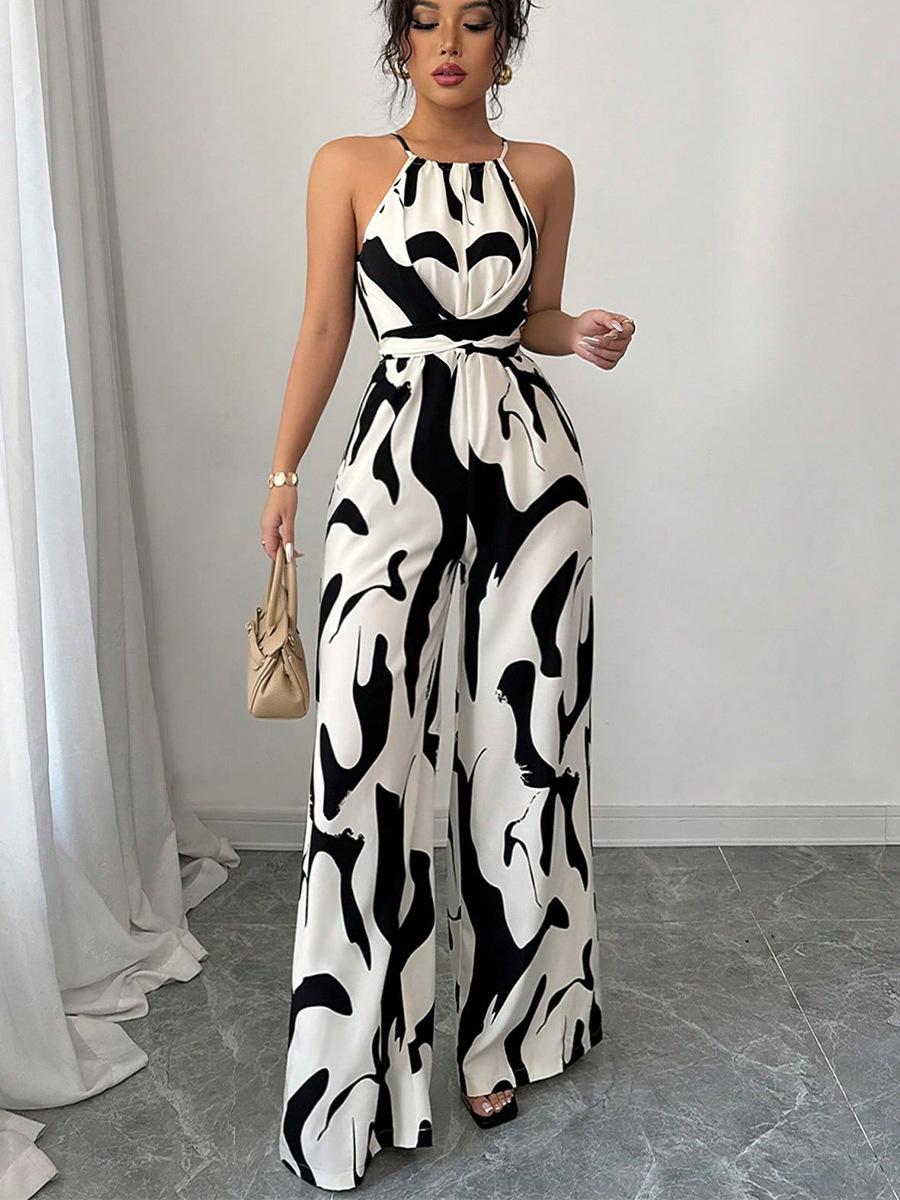 Zebra Striped Camisole Jumpsuit, Summer and Autumn Lace Up Wide Leg Pants, Queen Outfit S чорний/білий
Zebra Striped Camisole Jumpsuit, Summer and Autumn Lace Up Wide Leg Pants, Queen Outfit S чорний/білий