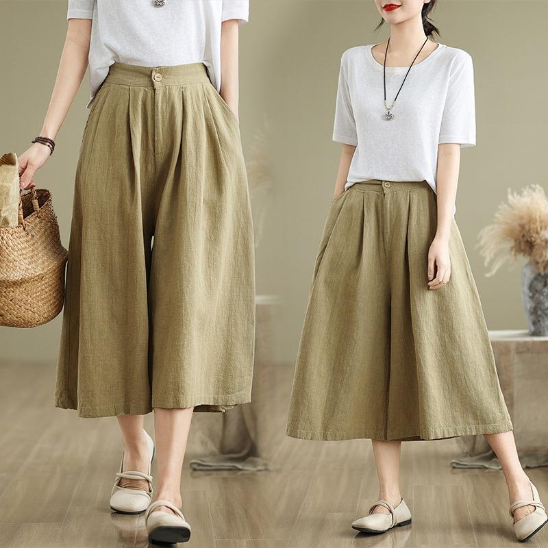Real shot summer new cotton and linen literary loose casual retro nine-point wide-leg pants women M
Real shot summer new cotton and linen literary loose casual retro nine-point wide-leg pants women M