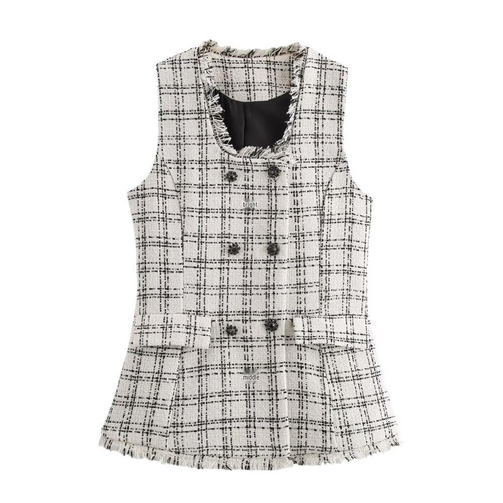 2024 Autumn/Winter Women s Plaid Square Neck Top Vest - European & American Style S белый
2024 Autumn/Winter Women s Plaid Square Neck Top Vest - European & American Style S белый