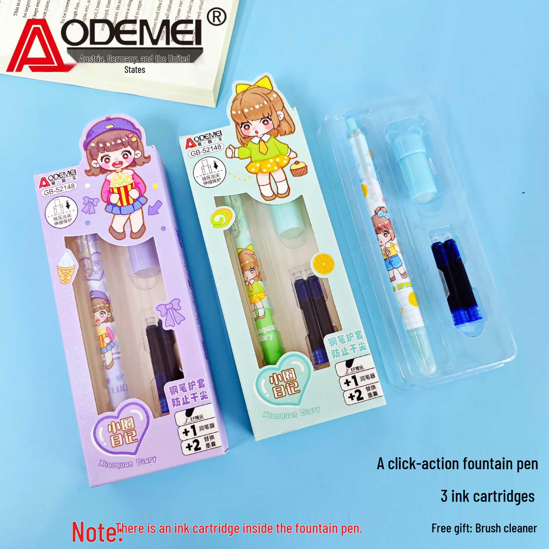 Cute Cartoon Refillable Fountain Pen Set for Elementary Students 0.5mm
Cute Cartoon Refillable Fountain Pen Set for Elementary Students 0.5mm