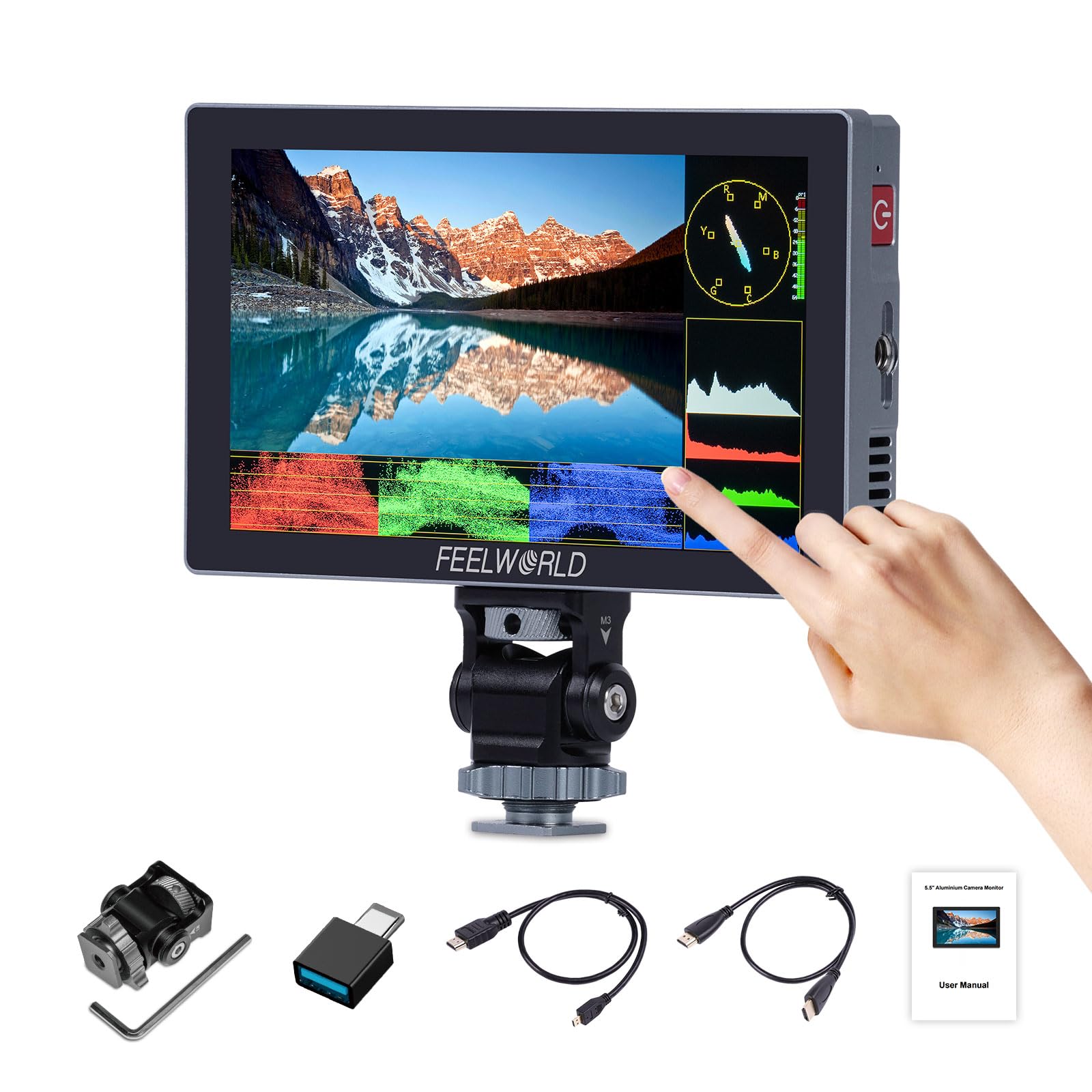 FEELWORLD P6X 1000Nit Camera Field Monitor 3D Markers 1920x1080 Сенсорный экран 4K HDMI 60 Гц Поддержка DSLR Camera Monitor 5.5 LUT, HDR, Waveform, 916
FEELWORLD P6X 1000Nit Camera Field Monitor 3D Markers 1920x1080 Сенсорный экран 4K HDMI 60 Гц Поддержка DSLR Camera Monitor 5.5 LUT, HDR, Waveform, 916