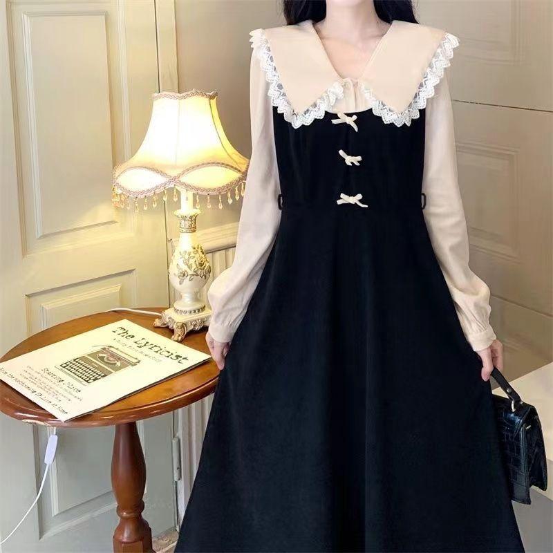 Весеннее и осеннее кружевное платье с кукольной шеей и длинными рукавами, платье трапециевидной формы с большой талией 5XL чёрный
Весеннее и осеннее кружевное платье с кукольной шеей и длинными рукавами, платье трапециевидной формы с большой талией 5XL чёрный