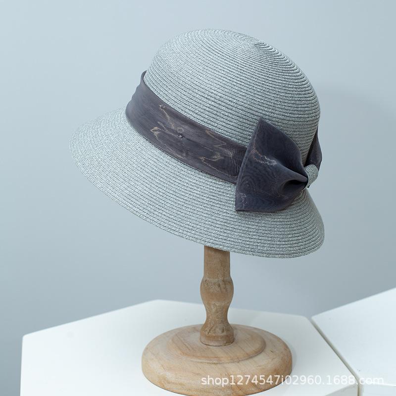 Hepburn Style Color-Block Tulle Bow Straw Bucket Hat Women Summer Elegant Sun Beach Lampshade Hat (54-58cm) серый
Hepburn Style Color-Block Tulle Bow Straw Bucket Hat Women Summer Elegant Sun Beach Lampshade Hat (54-58cm) серый