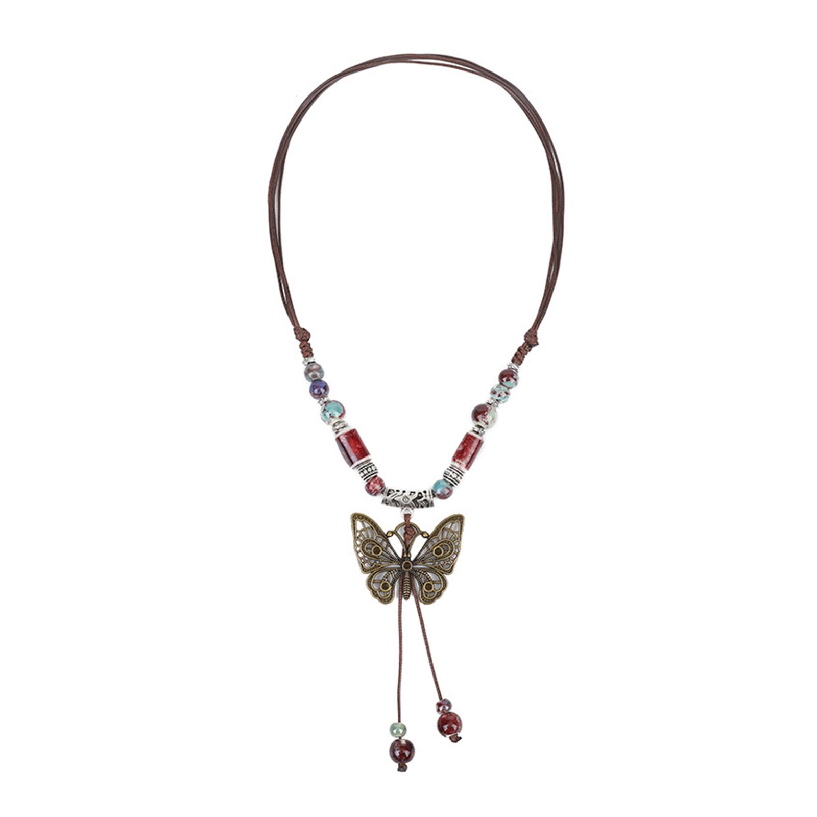 Elegant Ceramic Bead Woven Chain Necklace Vintage Butterfly Pendant Necklace Choker Clavicle Chain Ethnic Jewelry 1
Elegant Ceramic Bead Woven Chain Necklace Vintage Butterfly Pendant Necklace Choker Clavicle Chain Ethnic Jewelry 1