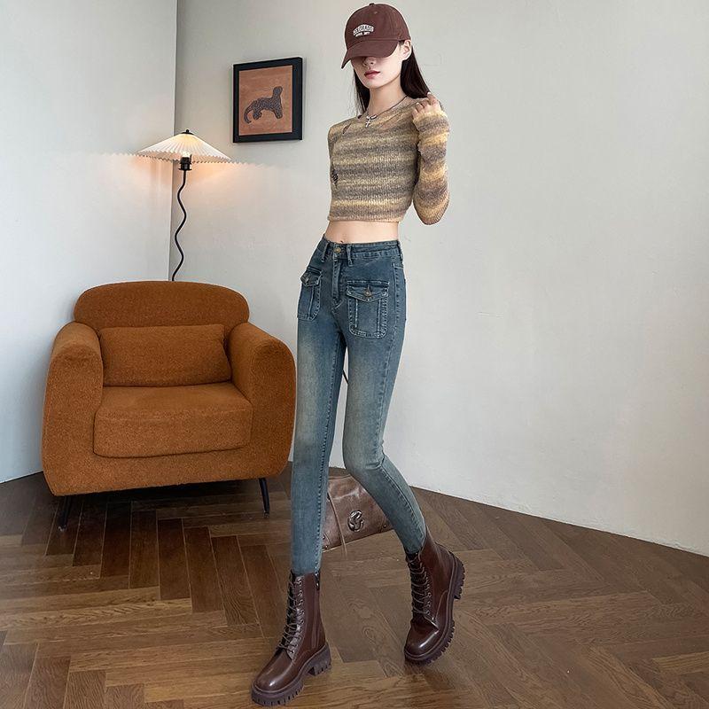 Retro Tight Fitted Velvet Thickened Jeans for Women with High Waist Autumn and Winter New Elastic Slim Pencil Pants XXL
Retro Tight Fitted Velvet Thickened Jeans for Women with High Waist Autumn and Winter New Elastic Slim Pencil Pants XXL