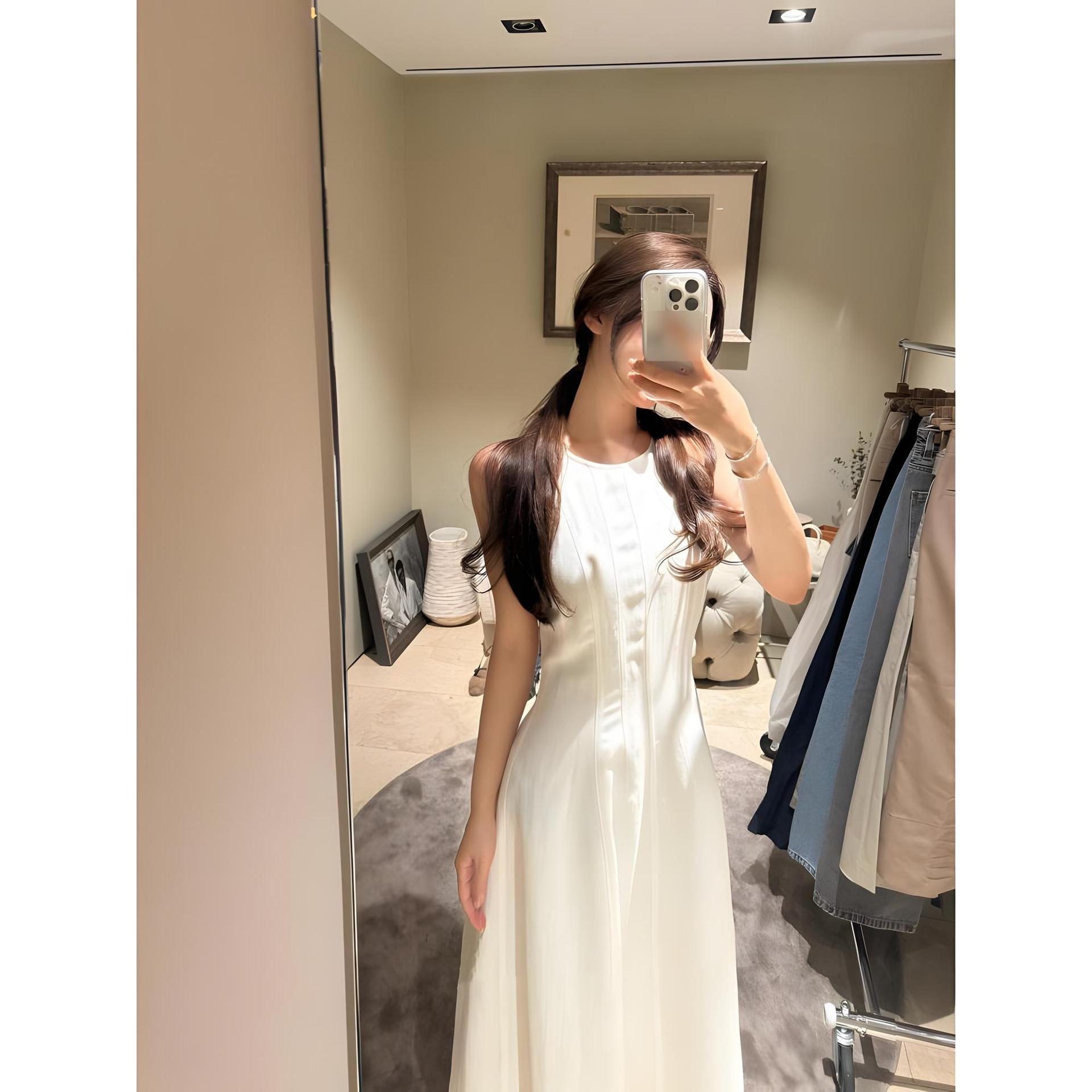 Темпераментный жилет с завышенной талией, юбка, платье для отпуска на море, белое платье, женское элегантное летнее новое маленькое платье XL- (recommended 110-60kg)