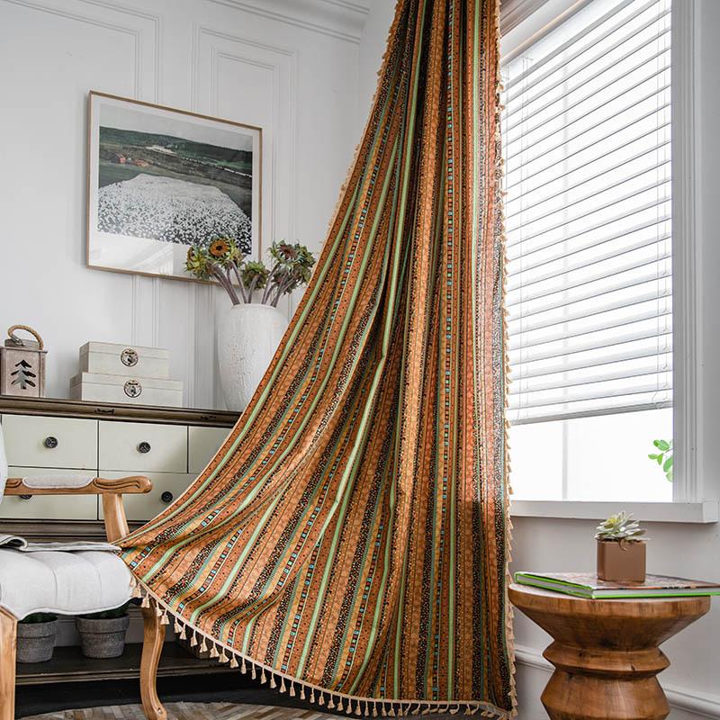 American Vintage Cotton Linen Curtain Bohemian Style Color Stripe Printing Curtain Living Room Semi-transparent Fringe Curtain Width1.5M Height0.6M&Rod
American Vintage Cotton Linen Curtain Bohemian Style Color Stripe Printing Curtain Living Room Semi-transparent Fringe Curtain Width1.5M Height0.6M&Rod