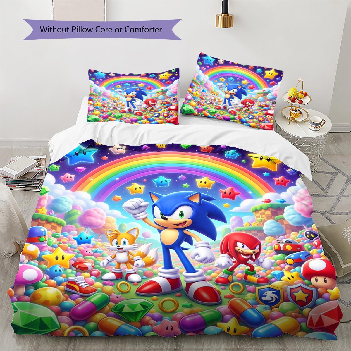 Hedgehog Sonic Pattern Bedding Quilt Set Quilt Cover Pillowcase Home Decoration Birthday Gift (1 * duvet cover + 2 * pillowcase, without core) 135x200cm
Hedgehog Sonic Pattern Bedding Quilt Set Quilt Cover Pillowcase Home Decoration Birthday Gift (1 * duvet cover + 2 * pillowcase, without core) 135x200cm