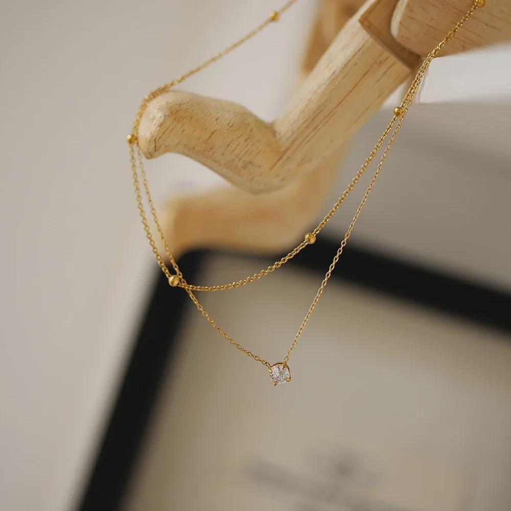 Exquisite Semi-Double Titanium Steel Diamond Necklace - Gold Beaded, Luxury Niche Clavicle Design
Exquisite Semi-Double Titanium Steel Diamond Necklace - Gold Beaded, Luxury Niche Clavicle Design