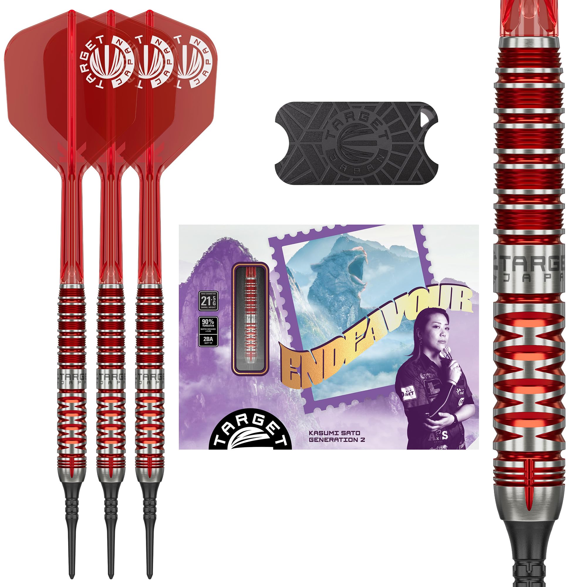 Target Japan ENDEAVOUR G2 MAX Kasumi Sato Tungsten 2BA Soft Tip Darts Set 2BA SOFT TIP DARTS Shape Flights and Shafts G2 90% K-Flex 21.5g K-Flex No.6
Target Japan ENDEAVOUR G2 MAX Kasumi Sato Tungsten 2BA Soft Tip Darts Set 2BA SOFT TIP DARTS Shape Flights and Shafts G2 90% K-Flex 21.5g K-Flex No.6