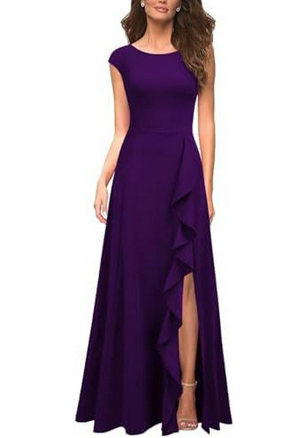 MUSHARE Women s Elegant Ruffled Cocktail Gown with Sexy Slit and Pockets S фиолетовый
MUSHARE Women s Elegant Ruffled Cocktail Gown with Sexy Slit and Pockets S фиолетовый