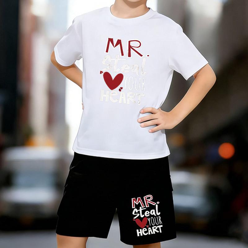 Boys 2 Piece Mr. Heart Thief Printed Outfit, Short Sleeve T-Shirt and Shorts Set for Kids Age 5-14,Black,white Sporty Casual Summer Clothes 13-14 Years білий
Boys 2 Piece Mr. Heart Thief Printed Outfit, Short Sleeve T-Shirt and Shorts Set for Kids Age 5-14,Black,white Sporty Casual Summer Clothes 13-14 Years білий