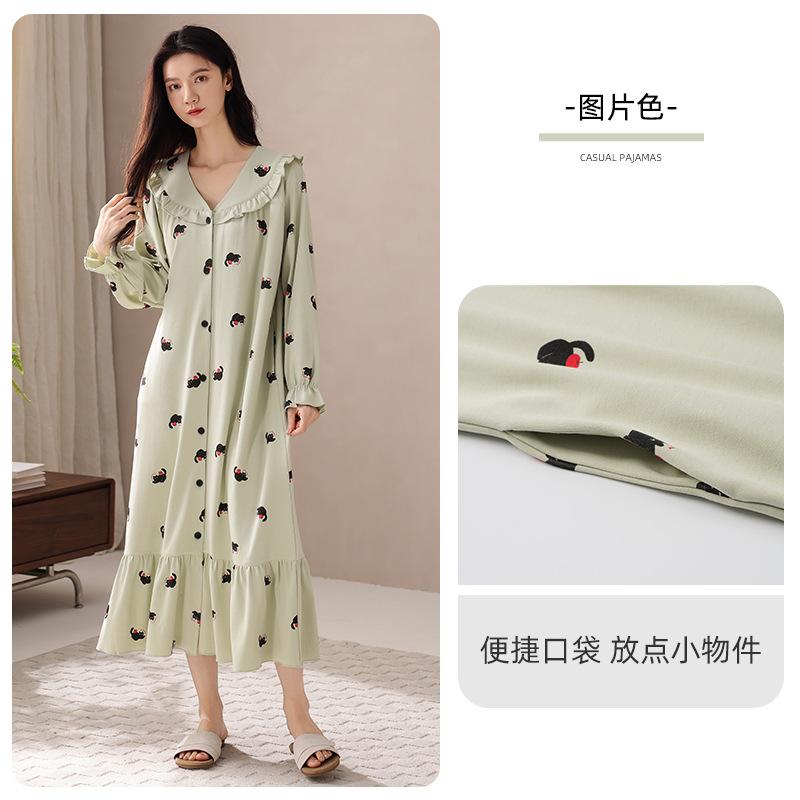 Женская ночная сорочка из чистого хлопка, весенне-осенняя, с длинным рукавом, средней длины, свободного кроя, милая и симпатичная, можно носить как домашнюю одежду 2XL
Женская ночная сорочка из чистого хлопка, весенне-осенняя, с длинным рукавом, средней длины, свободного кроя, милая и симпатичная, можно носить как домашнюю одежду 2XL