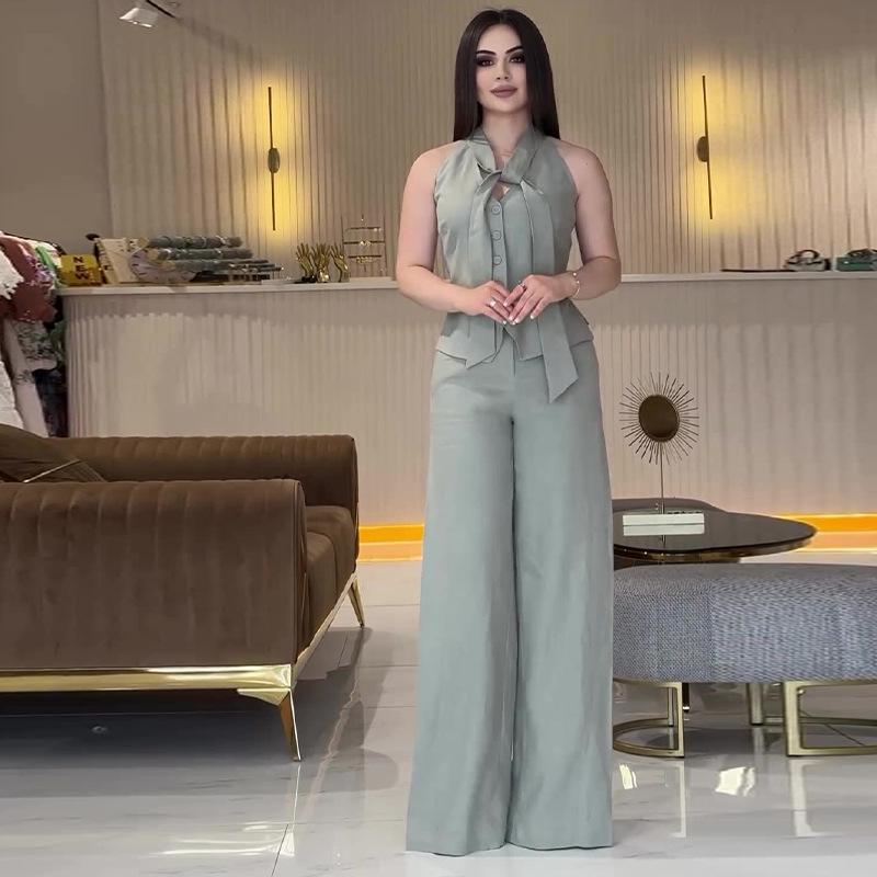 Летний женский однотонный топ без рукавов и комплект длинных брюк на шнуровке 2024 Medium светло-серый
Летний женский однотонный топ без рукавов и комплект длинных брюк на шнуровке 2024 Medium светло-серый