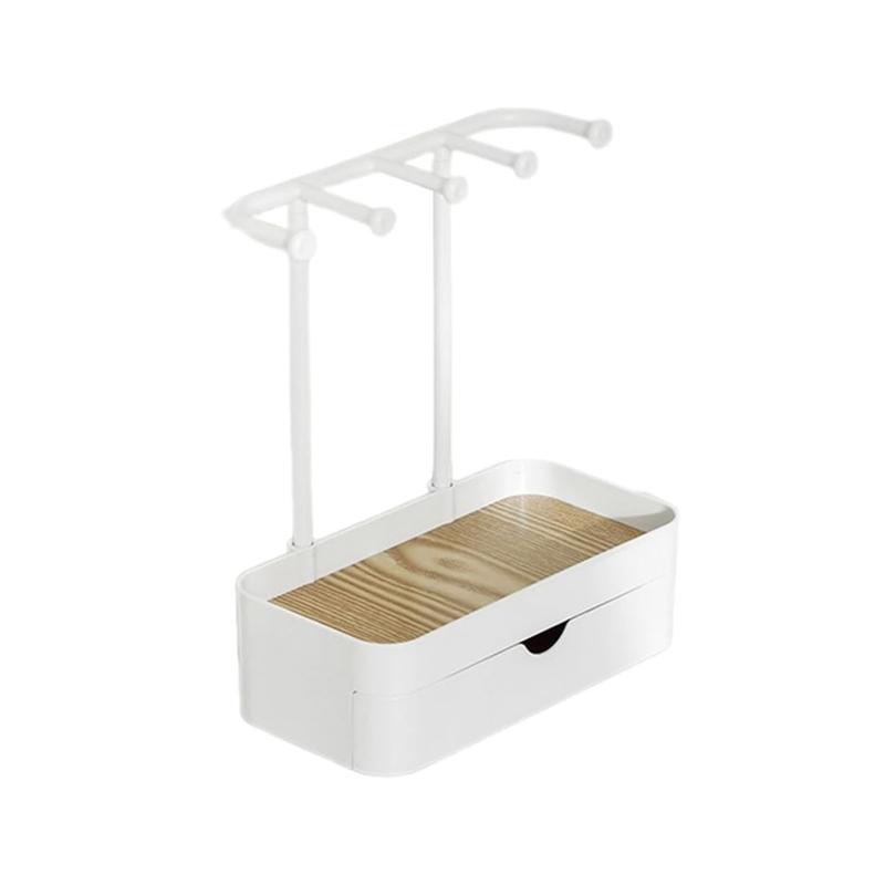 1pc Double Jewelry Organizer Stand with Wooden Tray Necklace Display & Storage Hooks for Bracelets Earrings Rings Keys Watches
1pc Double Jewelry Organizer Stand with Wooden Tray Necklace Display & Storage Hooks for Bracelets Earrings Rings Keys Watches