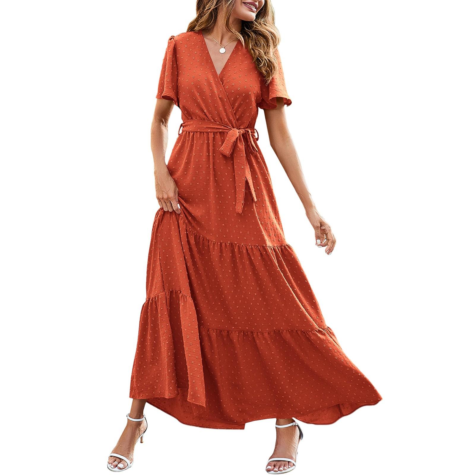 Women s Summer Bohemian Dot V-Neck Floating Short Sleeve Color Tie Dresses L помаранчевий
Women s Summer Bohemian Dot V-Neck Floating Short Sleeve Color Tie Dresses L помаранчевий