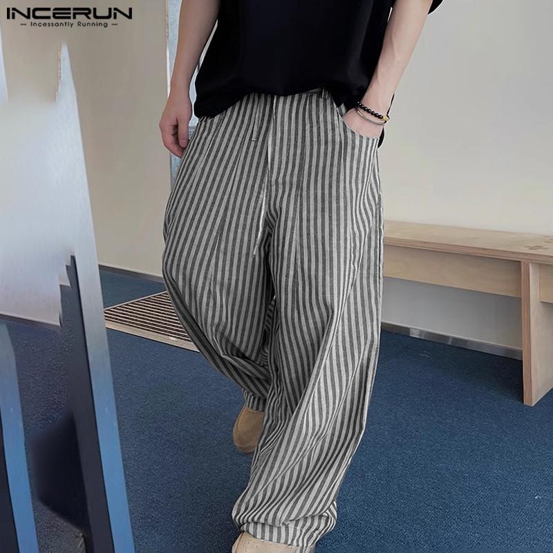 INCERUN Vintage Men Drawstring Zipper Waist Pockets Wide Leg Pants Casual Long Striped Trousers
INCERUN Vintage Men Drawstring Zipper Waist Pockets Wide Leg Pants Casual Long Striped Trousers