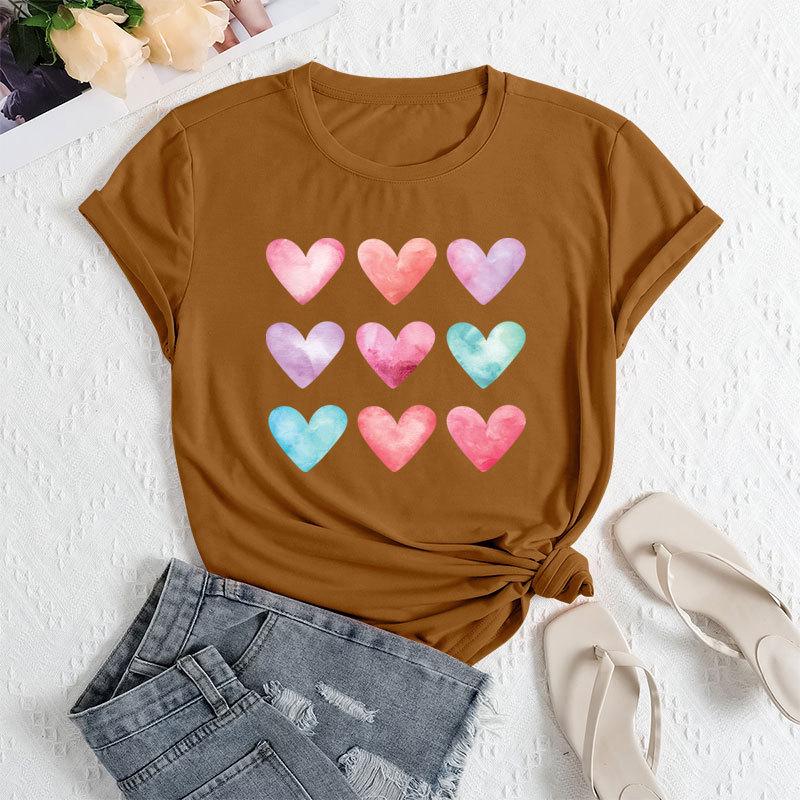Летние женские футболки больших размеров с цветным принтом в виде сердца, свободные, с круглым вырезом, повседневные, из чистого хлопка, с короткими рукавами, женские 3XL верблюд
Летние женские футболки больших размеров с цветным принтом в виде сердца, свободные, с круглым вырезом, повседневные, из чистого хлопка, с короткими рукавами, женские 3XL верблюд