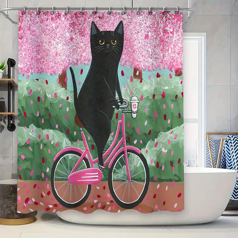 Cat Bicycle Shower Curtain Vintage Cycling Lover Gift Unique Home Decor Artistic Black Kitty Riding Bike Bathroom Fabric W60H190(CM)-1 Pcs
Cat Bicycle Shower Curtain Vintage Cycling Lover Gift Unique Home Decor Artistic Black Kitty Riding Bike Bathroom Fabric W60H190(CM)-1 Pcs