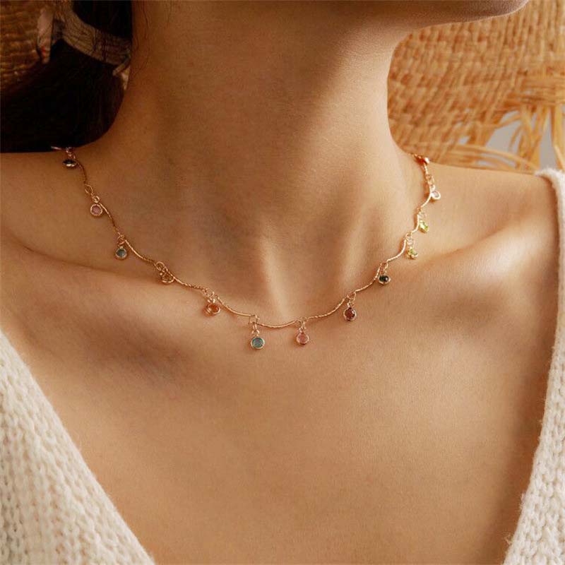 Luxury Colorful Crystal Tassel Necklace for Women Fashion Copper Color Round Bead Clavicle Chain Necklace Aesthetic Zircon Gift
Luxury Colorful Crystal Tassel Necklace for Women Fashion Copper Color Round Bead Clavicle Chain Necklace Aesthetic Zircon Gift