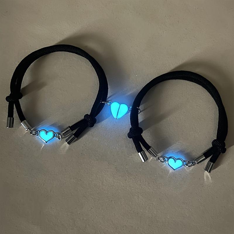 Luminous Magnetic Heart Couple Bracelets Handmade Woven Milan Rope Glow in Dark Attraction Braided Hand Rope Lovers Jewelry Gift WHITE
Luminous Magnetic Heart Couple Bracelets Handmade Woven Milan Rope Glow in Dark Attraction Braided Hand Rope Lovers Jewelry Gift WHITE