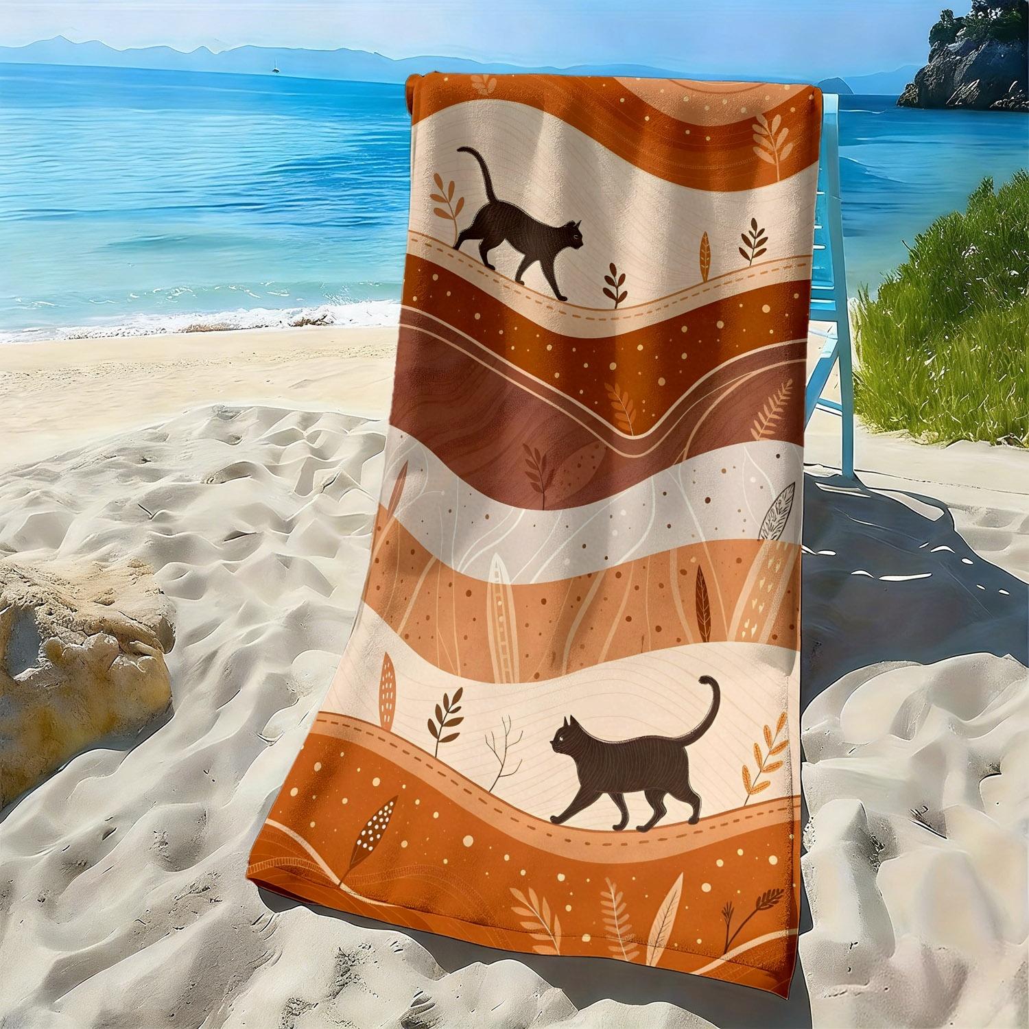Cartoon cat with wave-shaped plant pattern polyester microfiber beach towel is highly absorbent, suitable swimming beach outings W40*H60(CM)
Cartoon cat with wave-shaped plant pattern polyester microfiber beach towel is highly absorbent, suitable swimming beach outings W40*H60(CM)