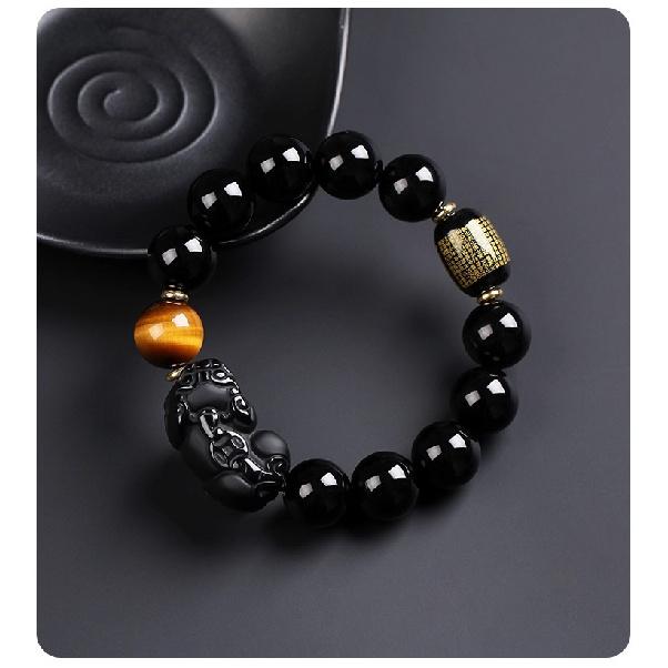 Natural obsidian bracelet for men, new Chinese-style fortune-bringing Pixiu and Heart Sutra bracelet for women, exquisite gift in the Chinese trend Obsidian14mm-Copper fitti
Natural obsidian bracelet for men, new Chinese-style fortune-bringing Pixiu and Heart Sutra bracelet for women, exquisite gift in the Chinese trend Obsidian14mm-Copper fitti