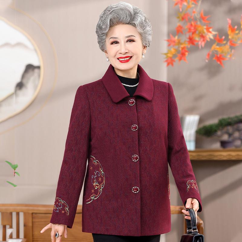 Elegant Lapel Embroidered Spring Jacket for Women 70+ 2XL (suggested 95-115 jin)
Elegant Lapel Embroidered Spring Jacket for Women 70+ 2XL (suggested 95-115 jin)