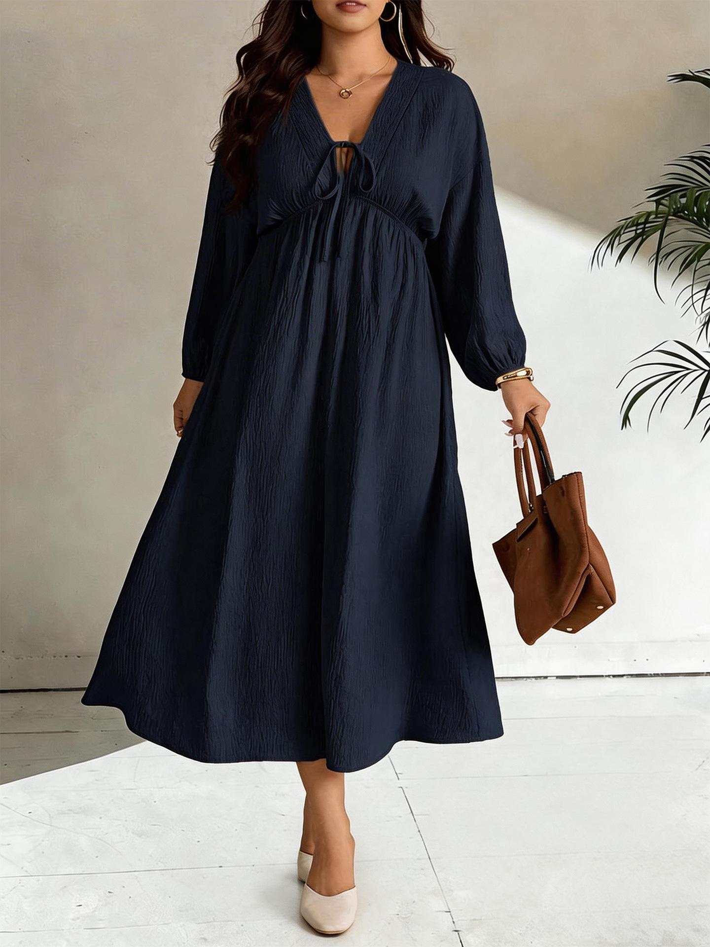 Plus Size Women s V-neck Drawstring Casual Long Dress 3XL темно-синього кольору
Plus Size Women s V-neck Drawstring Casual Long Dress 3XL темно-синього кольору