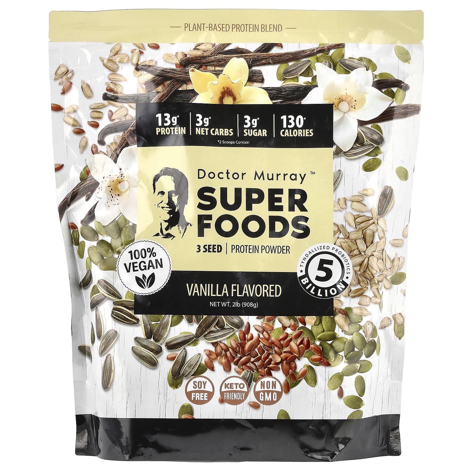 Dr. Murray s, Superfoods, 3-Seed Protein Powder, Pumpkin + Flax + Sunflower, Vanilla, 2 lb (908 g)
Dr. Murray s, Superfoods, 3-Seed Protein Powder, Pumpkin + Flax + Sunflower, Vanilla, 2 lb (908 g)