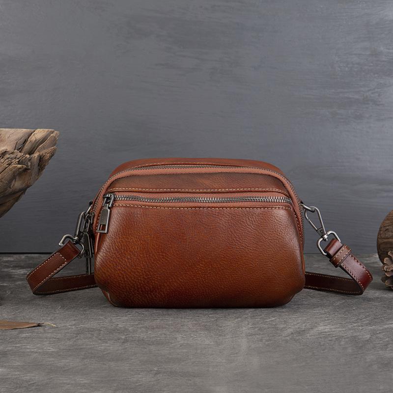 Johnature Женская сумка из натуральной кожи в стиле ретро, большая вместимость, мягкая сумка через плечо из коровьей кожи коричневый