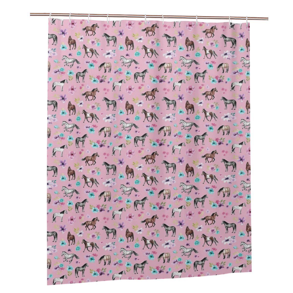 Horses And Flowers On Pink, Equestrian Art, Horse Decor Shower Curtain Bathroom Polyester Waterproof Bath Curtains With Hooks W60H190(CM)-1 Pcs
Horses And Flowers On Pink, Equestrian Art, Horse Decor Shower Curtain Bathroom Polyester Waterproof Bath Curtains With Hooks W60H190(CM)-1 Pcs