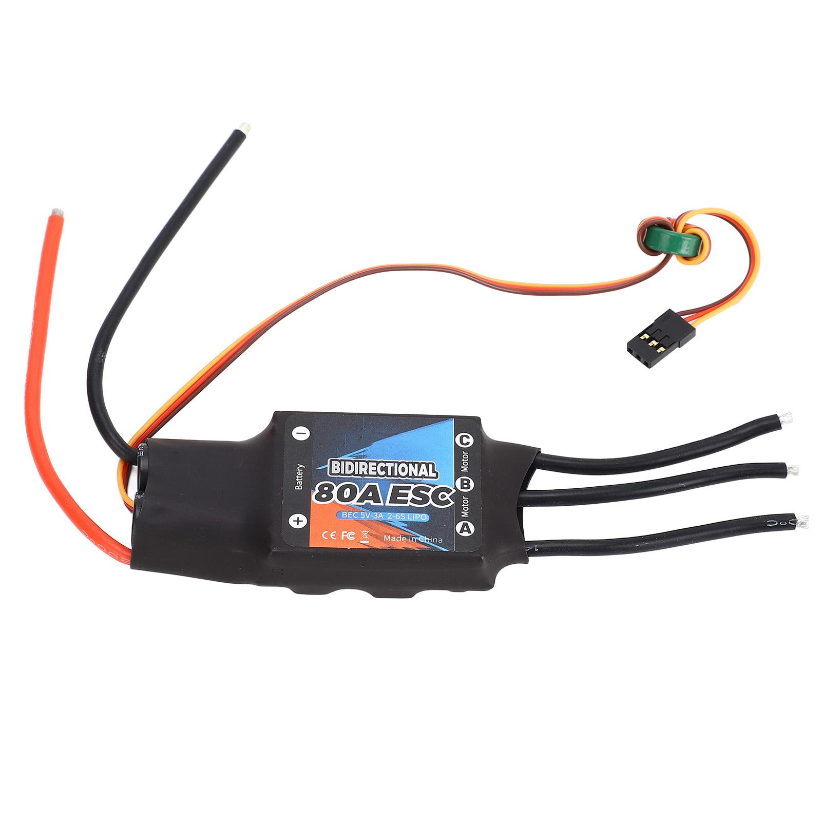 Bi Directional 80A Brushless ESC 5V 3A Plug and Play Electric Speed Controller for RC Car Boat
Bi Directional 80A Brushless ESC 5V 3A Plug and Play Electric Speed Controller for RC Car Boat