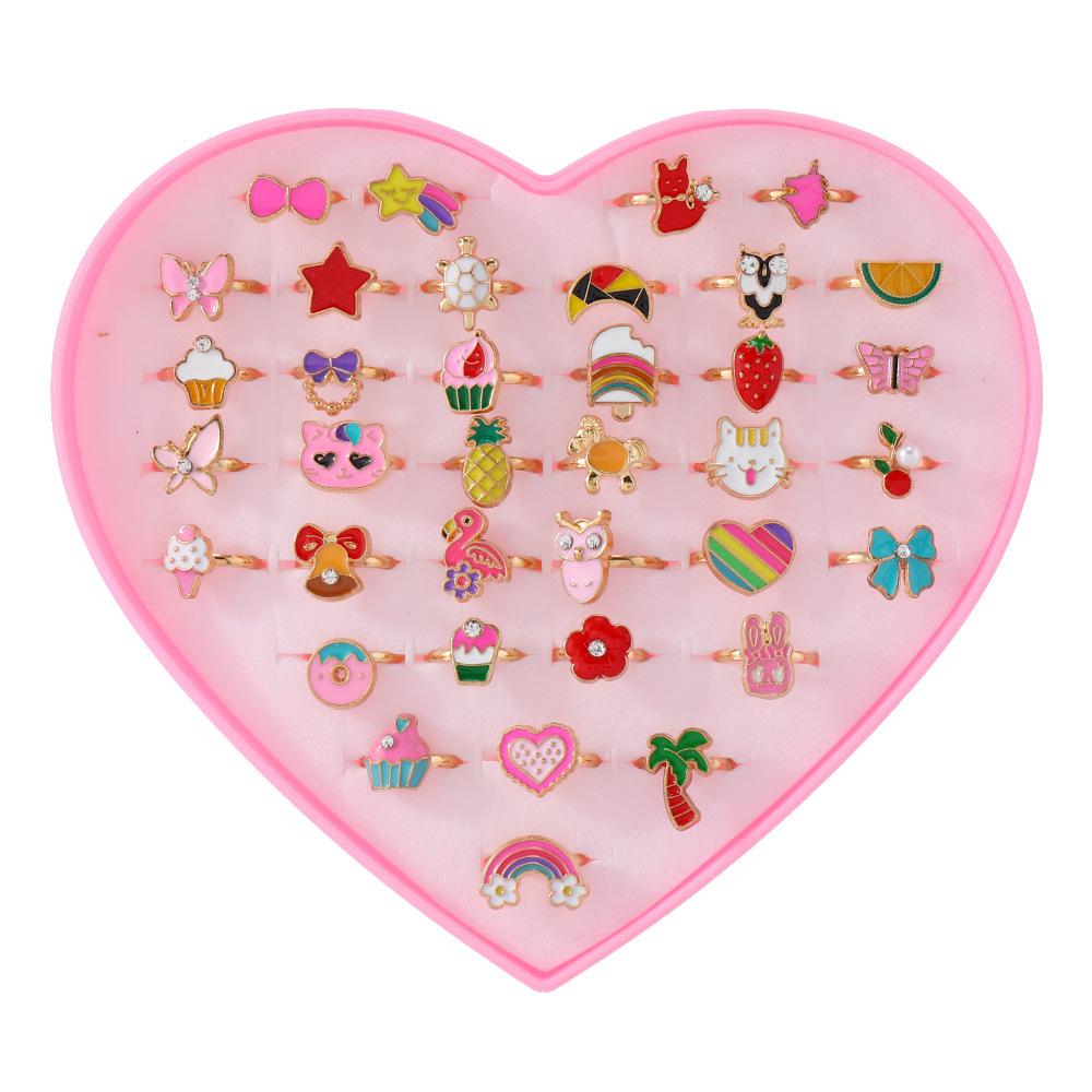 36Pcs Cartoon children s ring finger ring - cute clasp rings with heart-shaped gift box packaging
36Pcs Cartoon children s ring finger ring - cute clasp rings with heart-shaped gift box packaging