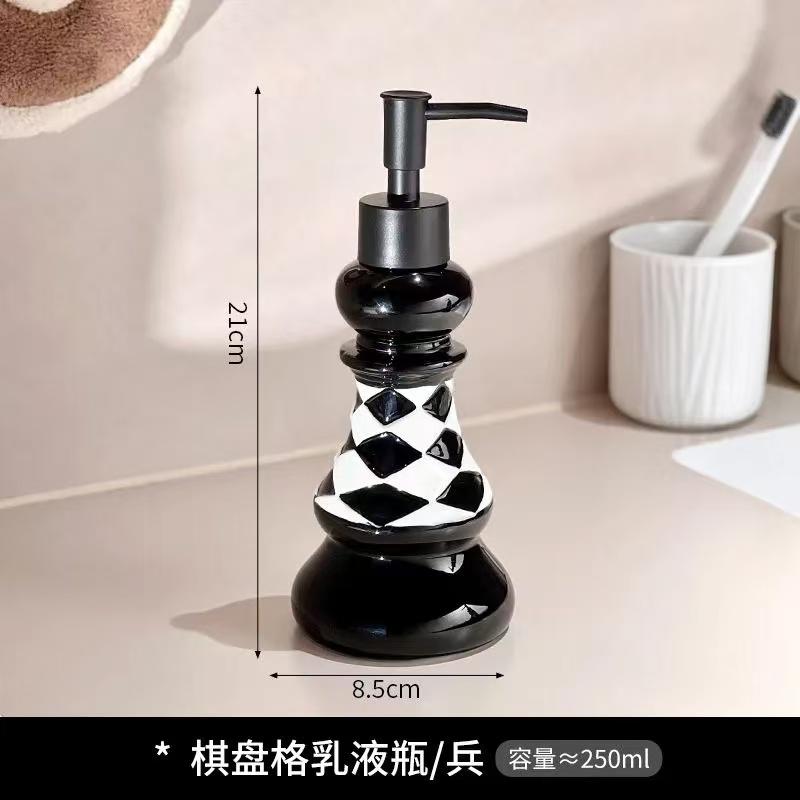 Black and White Checkered Ceramic Lotion Bottle Artistic Flag Chessboard Liquid Soap Dispenser Bathroom Shampoo Refill Bottle
Black and White Checkered Ceramic Lotion Bottle Artistic Flag Chessboard Liquid Soap Dispenser Bathroom Shampoo Refill Bottle