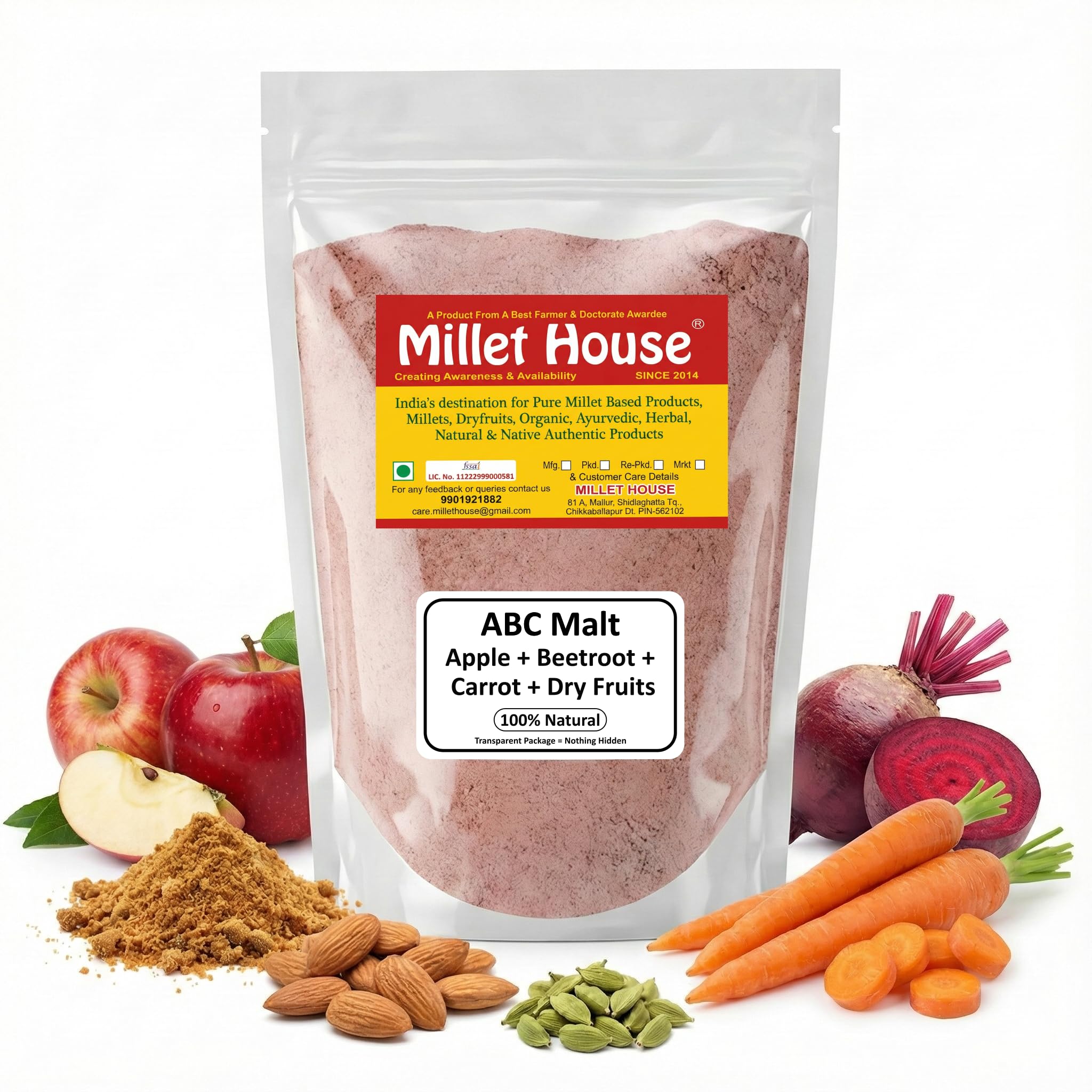 Millet House ABC Mix Malt Powder | Apple, Beetroot, Carrot + Dry Fruits | No Preservatives | No Refined Sugar | Natural Health Drink for Kids & A
Millet House ABC Mix Malt Powder | Apple, Beetroot, Carrot + Dry Fruits | No Preservatives | No Refined Sugar | Natural Health Drink for Kids & A