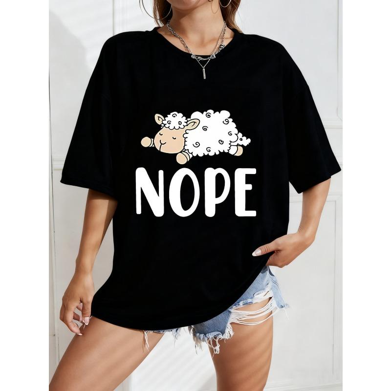 Cotton T Shirt White Sheep Cartoon Nope Print Casual Loose Fit Top For Women Daily Wear Street Style Outfit XXXXL чёрный
Cotton T Shirt White Sheep Cartoon Nope Print Casual Loose Fit Top For Women Daily Wear Street Style Outfit XXXXL чёрный