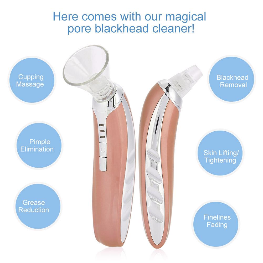 Электрический USB-очиститель пор для лица, удаление черных точек, вакуумный очиститель от прыщей, розовое золото