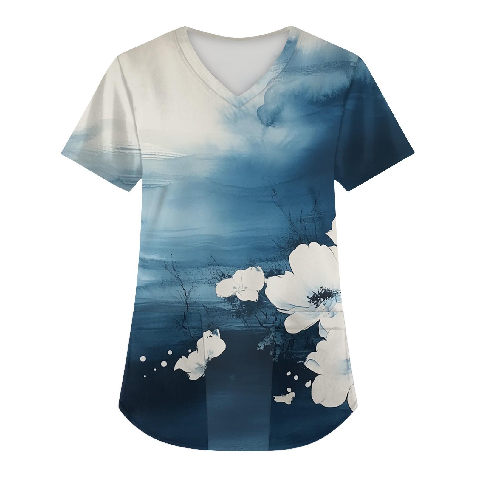 Женская мода с коротким рукавом и V-образным вырезом с карманами и цветочным принтом Топы Одежда XXXXXL белый
Женская мода с коротким рукавом и V-образным вырезом с карманами и цветочным принтом Топы Одежда XXXXXL белый