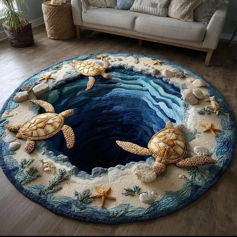 2D Ocean Cave Turtle Area Rug Round Marine Life Decor Non - Slip Carpet Perfect for Living Room/Bedroom Coastal Home Style 80cm x 80cm
2D Ocean Cave Turtle Area Rug Round Marine Life Decor Non - Slip Carpet Perfect for Living Room/Bedroom Coastal Home Style 80cm x 80cm
