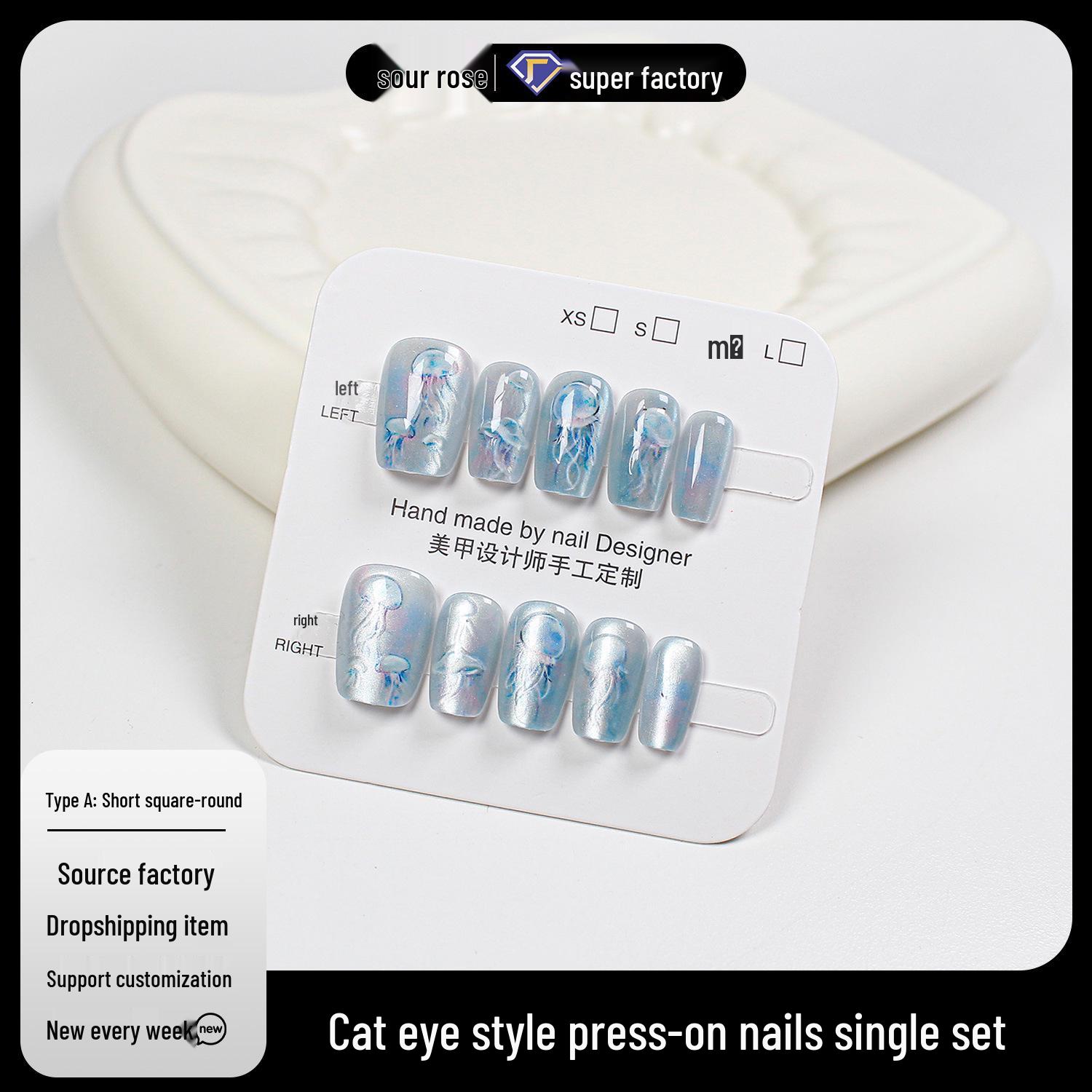 Jiaolong High-End Light Blue Cat Eye Whitening Nail Tips - Detachable & Dreamy Ocean Design S
Jiaolong High-End Light Blue Cat Eye Whitening Nail Tips - Detachable & Dreamy Ocean Design S