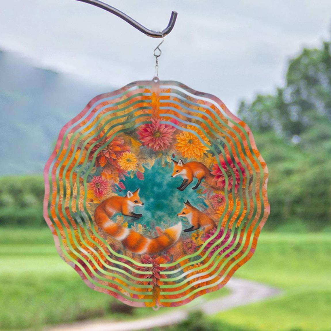 360 Degree Rotating Metal Wind Spinner for Garden with Fox and Flower Design Hanging Decor for Lawn Balcony Outdoor All Season Gift 01A
360 Degree Rotating Metal Wind Spinner for Garden with Fox and Flower Design Hanging Decor for Lawn Balcony Outdoor All Season Gift 01A