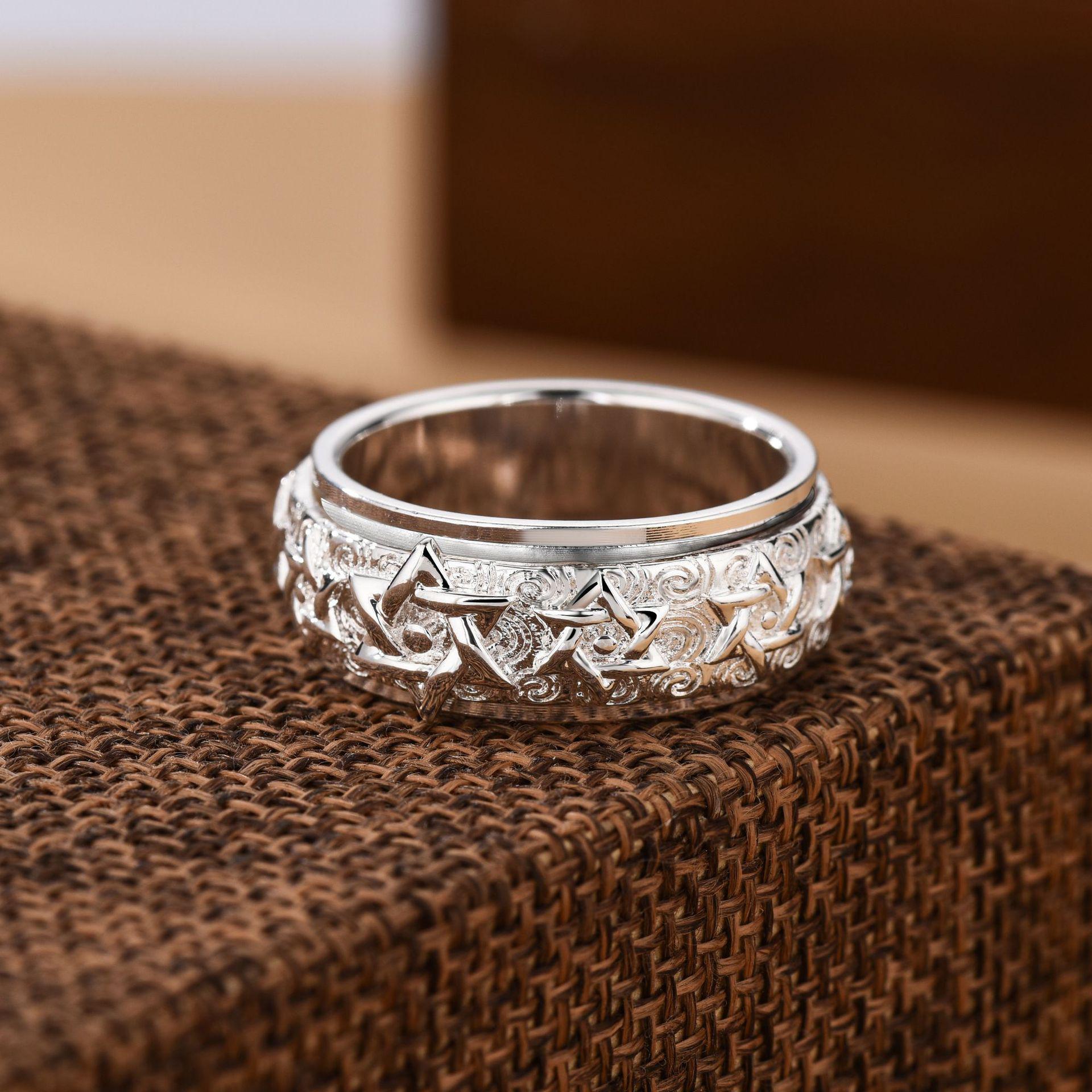 Men s Domineering Rotatable Hexagram Thai Silver Ring - Wide Band Decompression Index Finger Ring Size 16 (56mm)
Men s Domineering Rotatable Hexagram Thai Silver Ring - Wide Band Decompression Index Finger Ring Size 16 (56mm)
