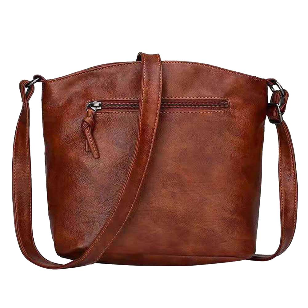 Винтаж Женщины PU Кожа Плечо Crossbody Сумка Сплошной цвет Сумки (C)