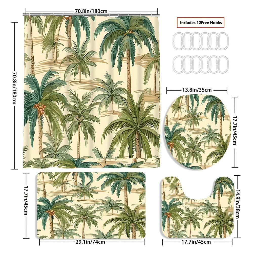 Tropical Palm Tree Shower Curtain Set With Non-Slip Mats - Includes Waterproof Curtain, Toilet Cover, Bath Mat, 12 Plastic Hooks W60H190(CM)-1 Pcs
Tropical Palm Tree Shower Curtain Set With Non-Slip Mats - Includes Waterproof Curtain, Toilet Cover, Bath Mat, 12 Plastic Hooks W60H190(CM)-1 Pcs