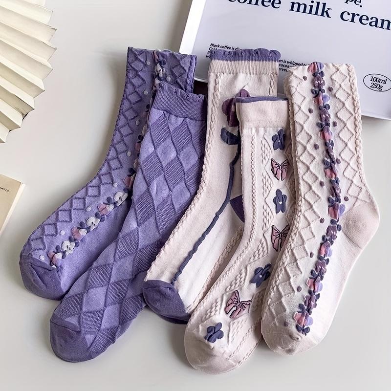 5 Pairs Women s Vintage Floral & Geometric Pattern Mid-Calf Socks Soft Pastel Purple with Lace Trim, Elegant Casual Socks for Casual Attire 5 Pairs
5 Pairs Women s Vintage Floral & Geometric Pattern Mid-Calf Socks Soft Pastel Purple with Lace Trim, Elegant Casual Socks for Casual Attire 5 Pairs