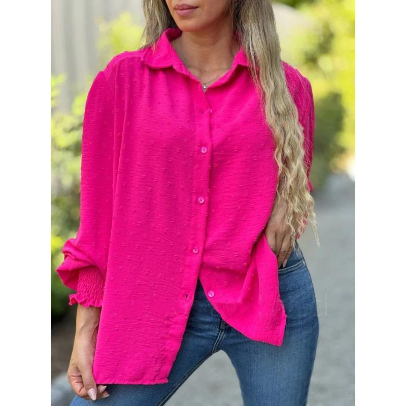 Spring and Autumn s New Solid-color Loose Casual POLO Collar Comfortable Design Button-down Shirt for Women S рожевий червоний колір
Spring and Autumn s New Solid-color Loose Casual POLO Collar Comfortable Design Button-down Shirt for Women S рожевий червоний колір