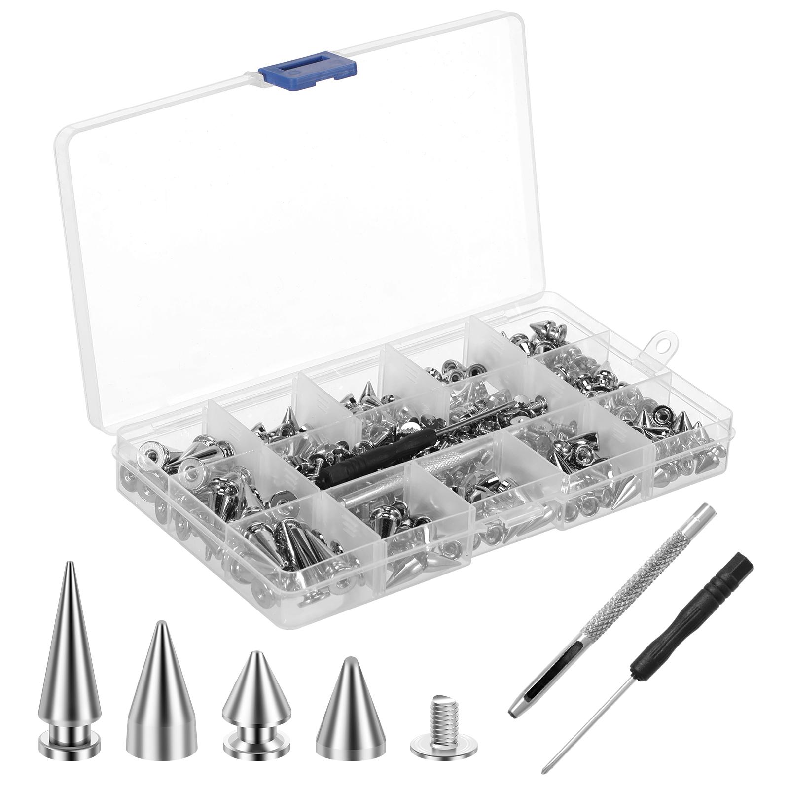 180 Sets Cone Spikes 4 Size Studs and Spikes Set Stylish Cone Spikes Screwback Studs Leather Spikes Cone Studs Spikes with срібний
180 Sets Cone Spikes 4 Size Studs and Spikes Set Stylish Cone Spikes Screwback Studs Leather Spikes Cone Studs Spikes with срібний