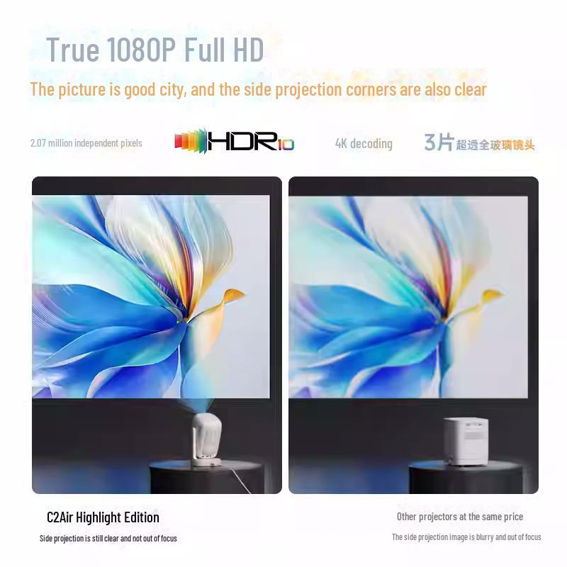 Big Eye Orange C2Air Ultra HD 1080P Portable Projector - High Brightness Home Theater, No Screen Needed Standard Package
Big Eye Orange C2Air Ultra HD 1080P Portable Projector - High Brightness Home Theater, No Screen Needed Standard Package